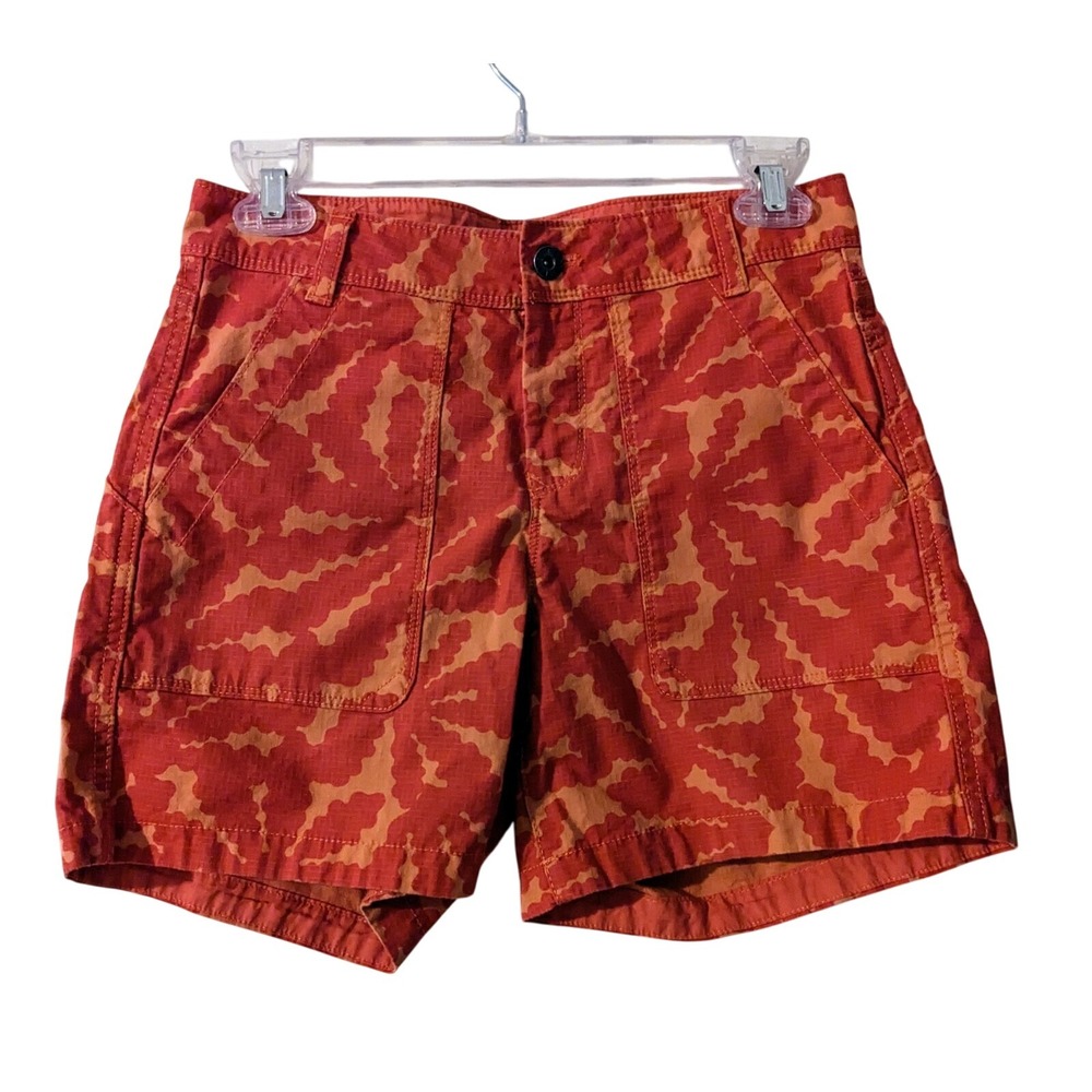 The North Face Womens Orange Camo Print Hiking Shorts Size 0